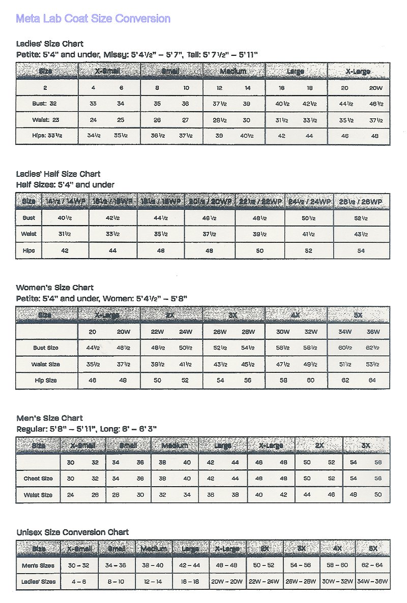 Doctor white 2025 coat sizes